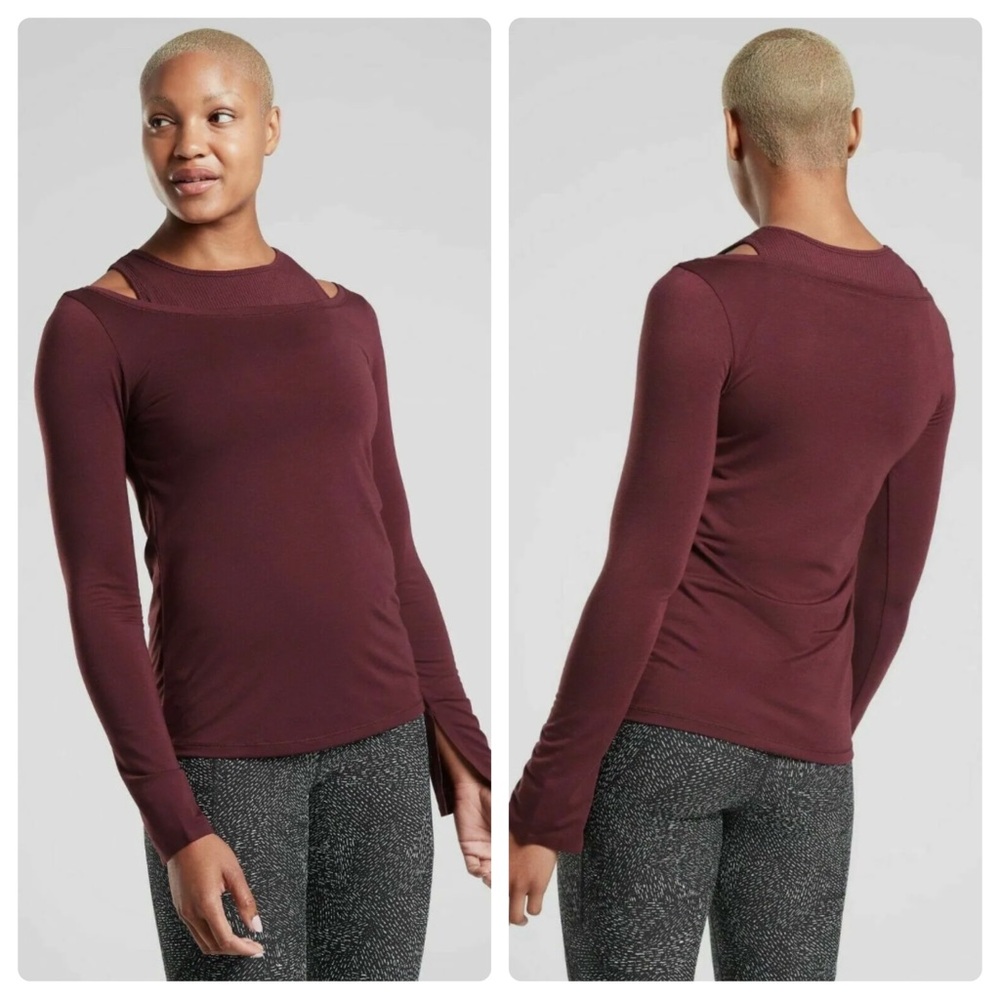 Athleta Burgundy Long Sleeve Top